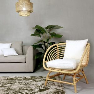  SIXTIES ARM CHAIR WITH WHITE INVORY CUSHION SET 